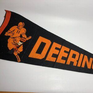 Vintage Deering High School Maine Football Felt Pennant & Pin with Ribbon